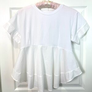 Eri & Ali Anthropologie white babydoll short sleeve top. Size small NWT